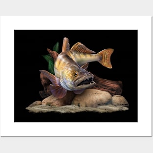 Walleye Fishing Illustration, Walleye Fisherman Art Posters and Art